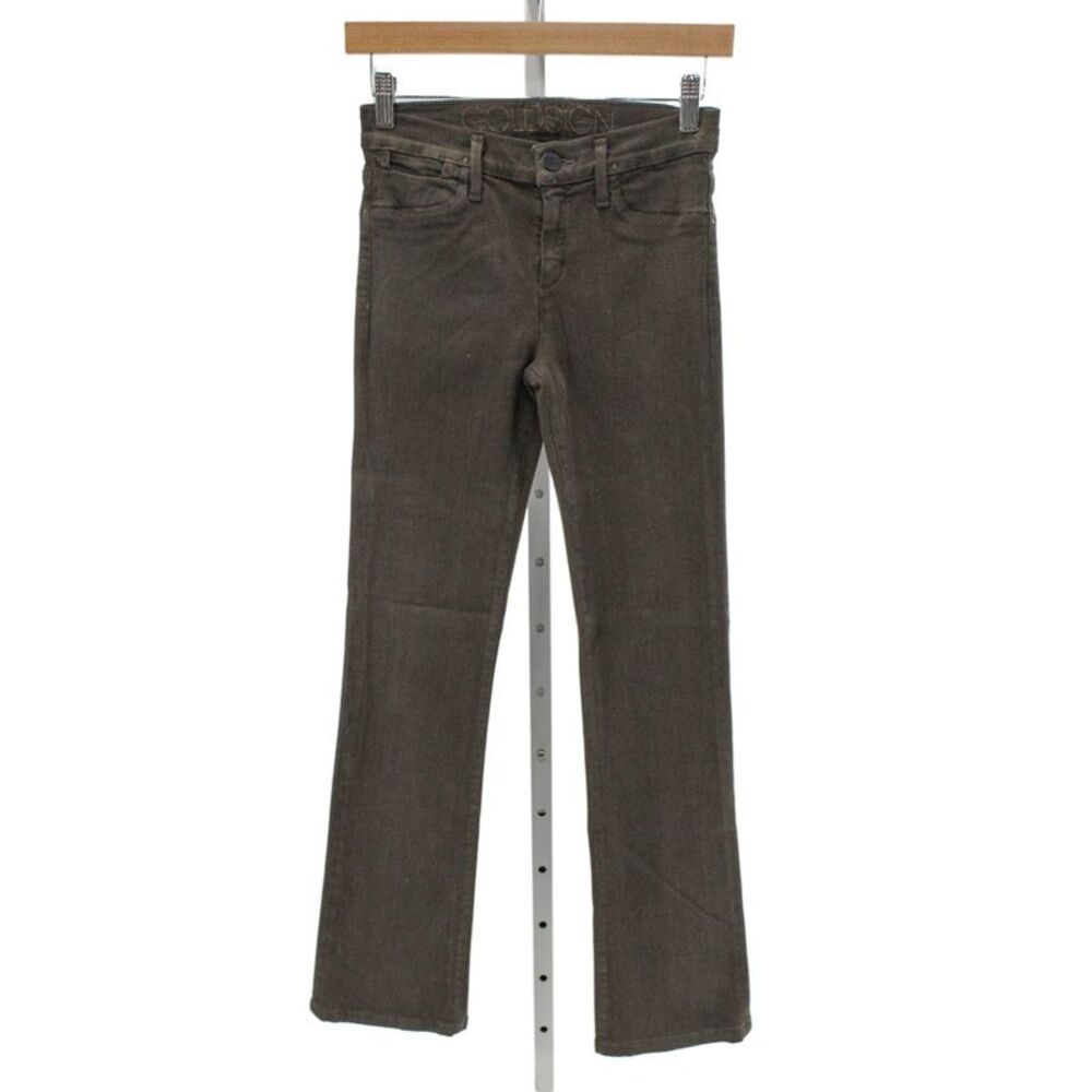 Goldsign Women Bootcut Jeans Brown Cotton Mid Rise Button Fly Inseam 30 Size 25